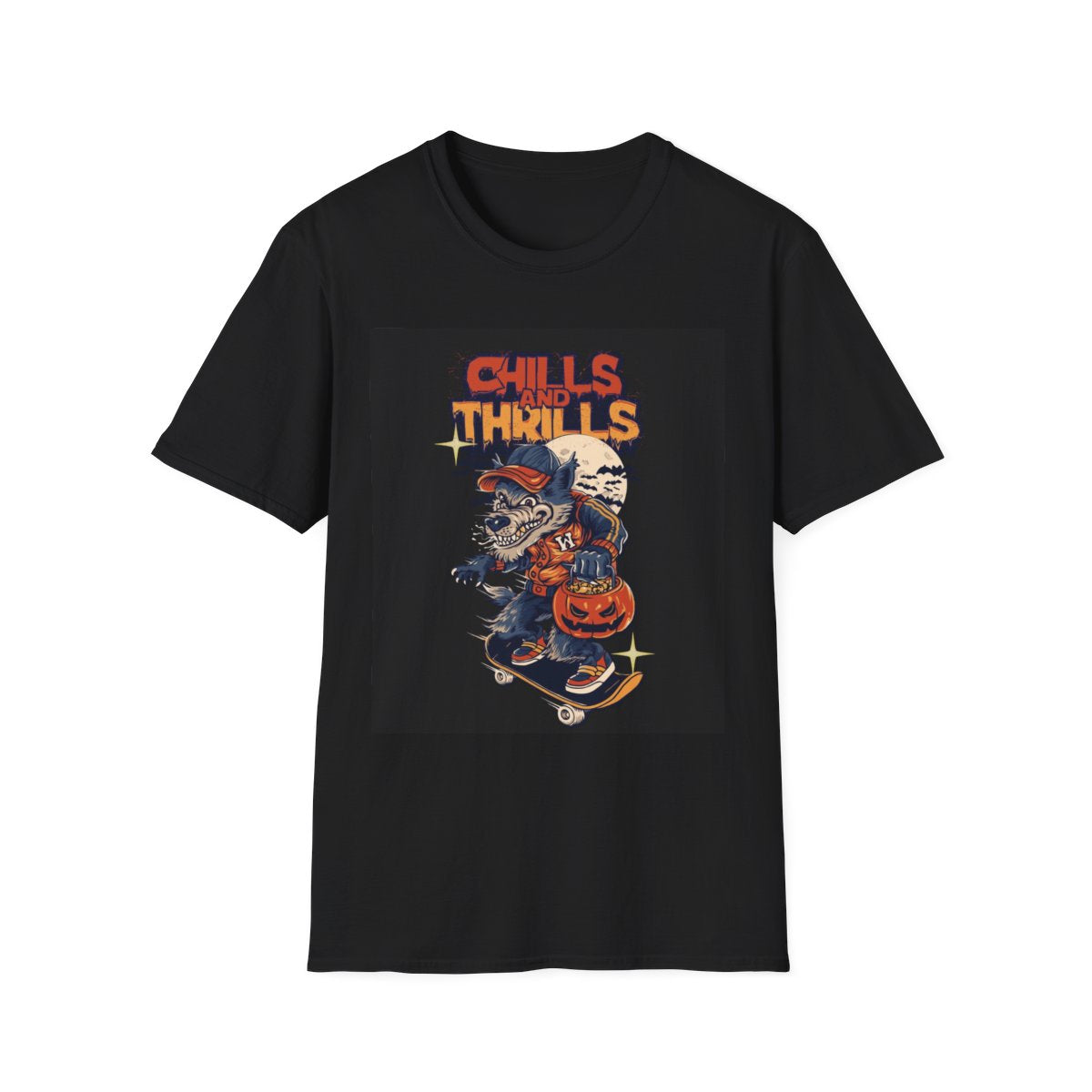Chills and Thrills Skateboarding Halloween T-Shirt | Unisex Graphic Tee, Spooktacular Gift, Halloween Party Wear, Casual Streetwear,