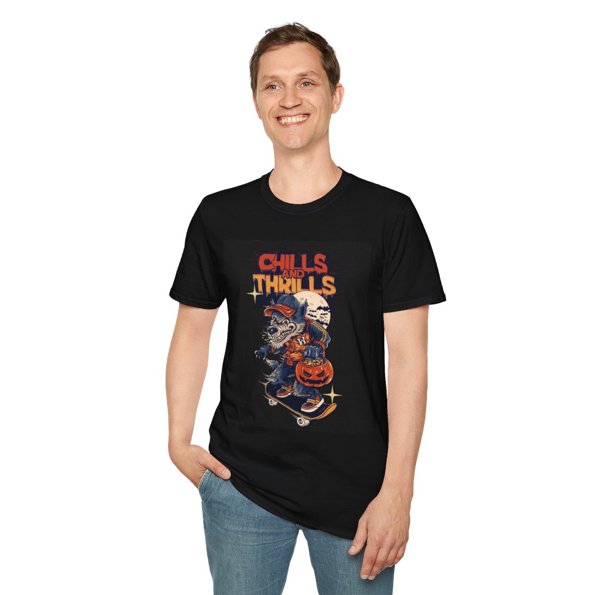Chills and Thrills Skateboarding Halloween T-Shirt | Unisex Graphic Tee, Spooktacular Gift, Halloween Party Wear, Casual Streetwear,