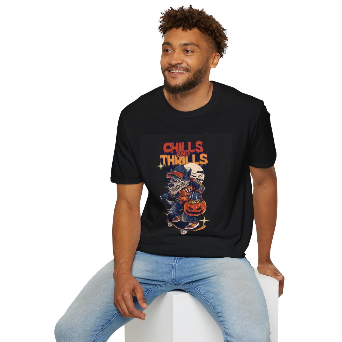 Chills and Thrills Skateboarding Halloween T-Shirt | Unisex Graphic Tee, Spooktacular Gift, Halloween Party Wear, Casual Streetwear,