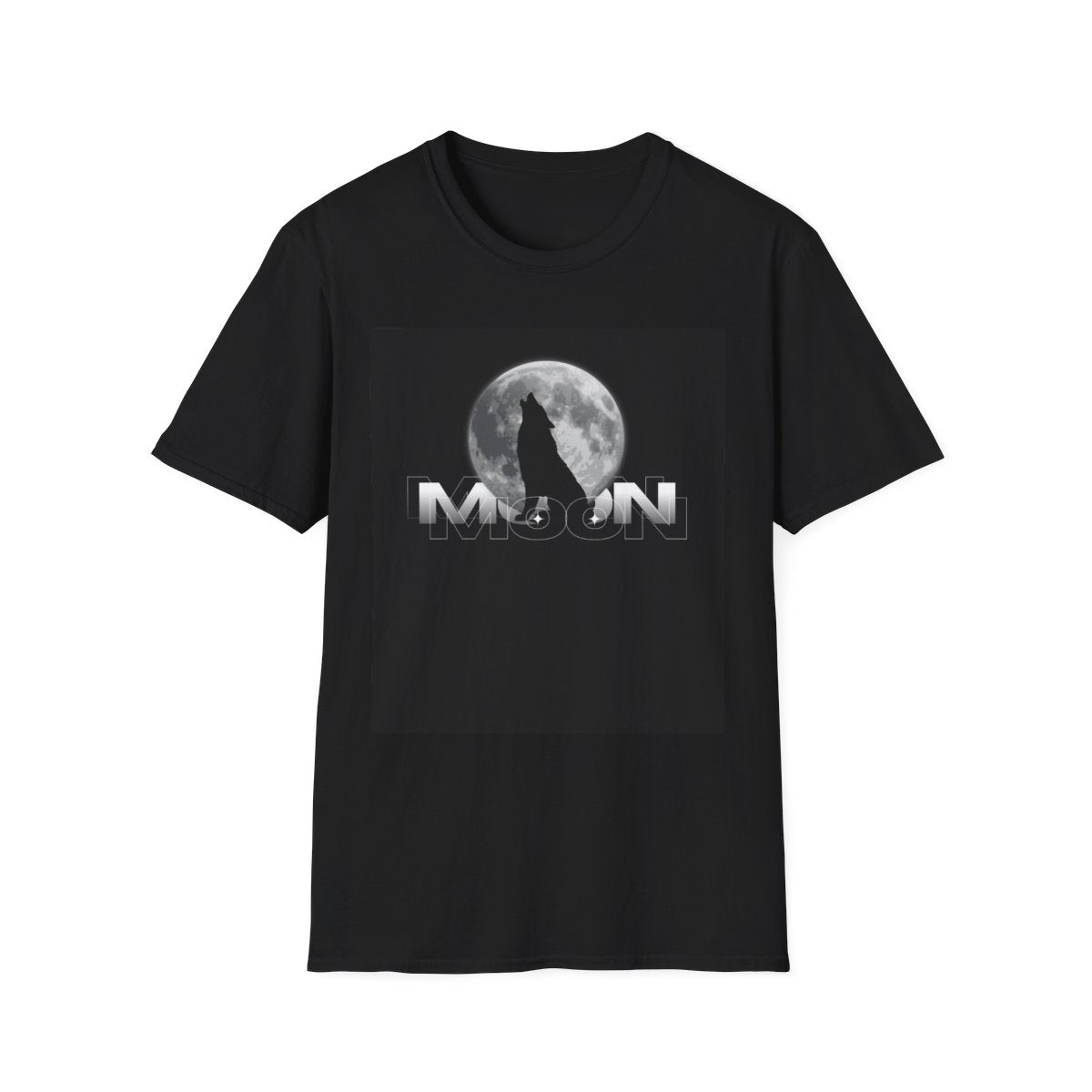 Moon Wolf Graphic Tee, Unisex Softstyle T-Shirt, Casual Wear, Gift for Animal Lovers, Halloween Top, Night Sky Shirt
