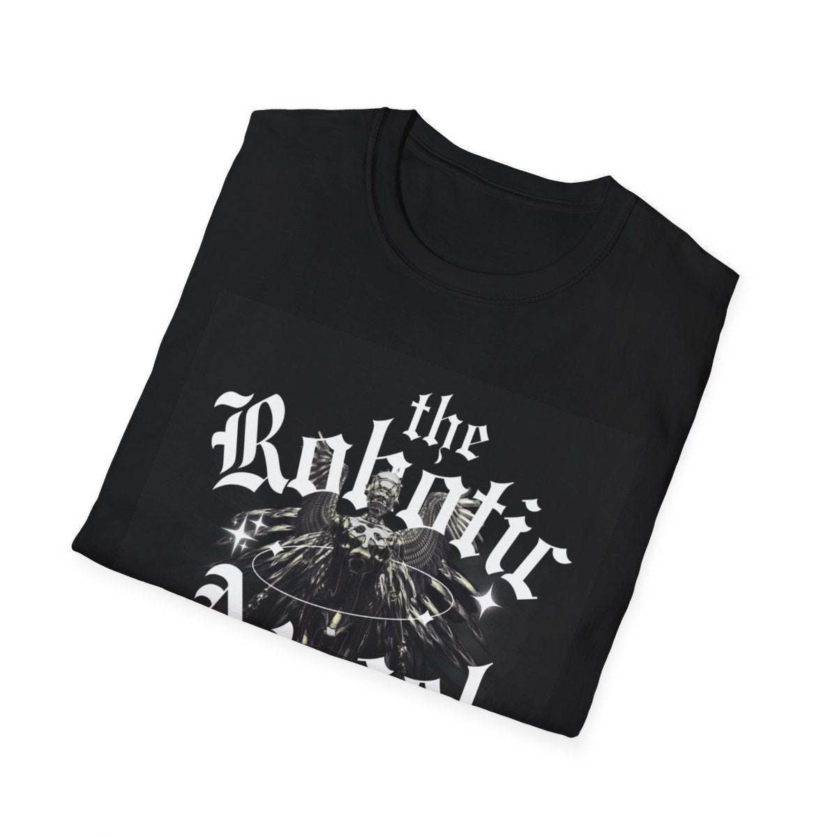 Robotic Angel Graphic Tee | Unisex Softstyle T-Shirt, Streetwear, Gift for Tech Lovers, Casual Fashion, Futuristic Style