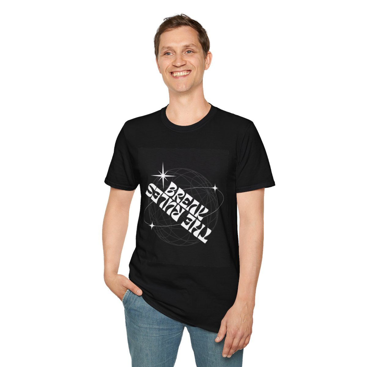 Retro Cosmic Graphic T-Shirt, Break Free Vibe, Unisex Casual Tee for Music Lovers, Festival Wear, Gift for Space Enthusiasts