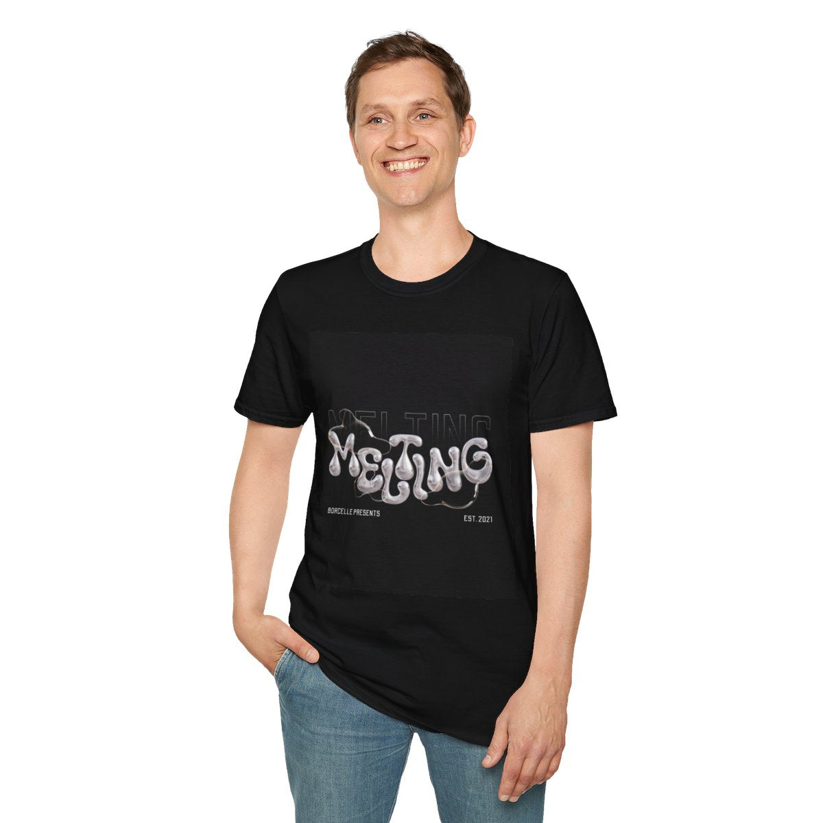 Melting Vibes Soft style T-Shirt for men, Trendy Graphic Tee, Cool Casual Wear, Perfect for Festivals, Unique Gift Idea