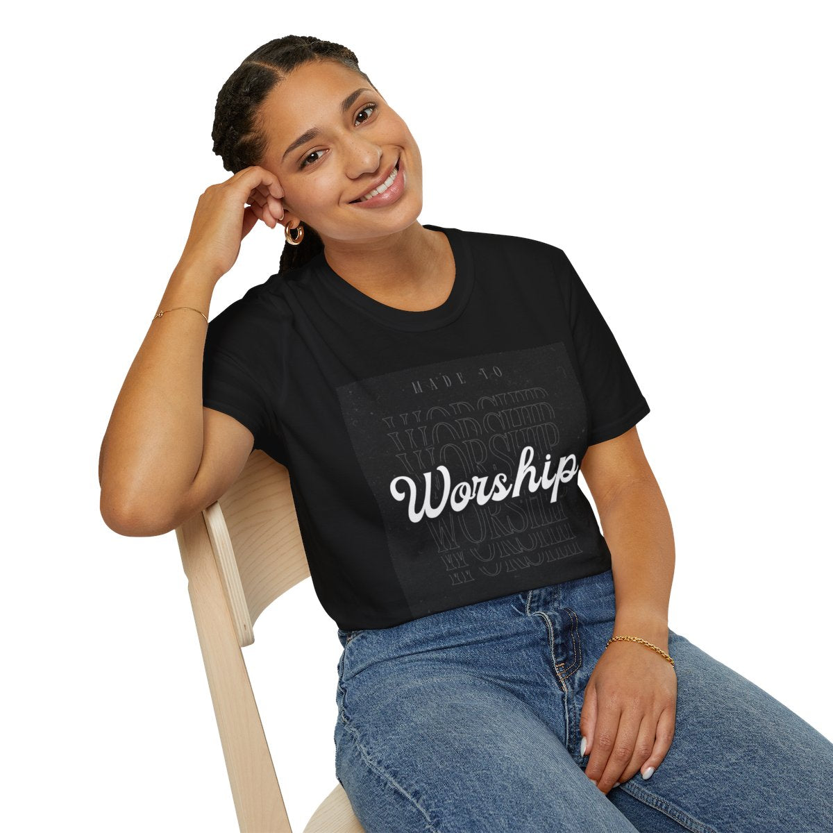 Worship Soft Style T-Shirt, Christian Apparel, Graphic Tee, Faith-Based Gift, Inspirational Clothing, Church Wear