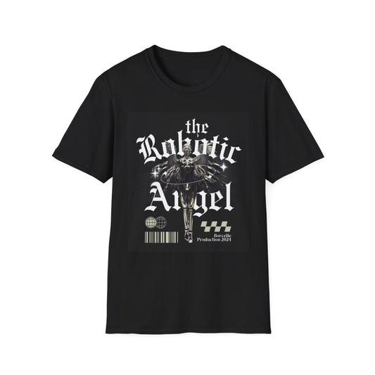 Robotic Angel Graphic Tee | Unisex Softstyle T-Shirt, Streetwear, Gift for Tech Lovers, Casual Fashion, Futuristic Style